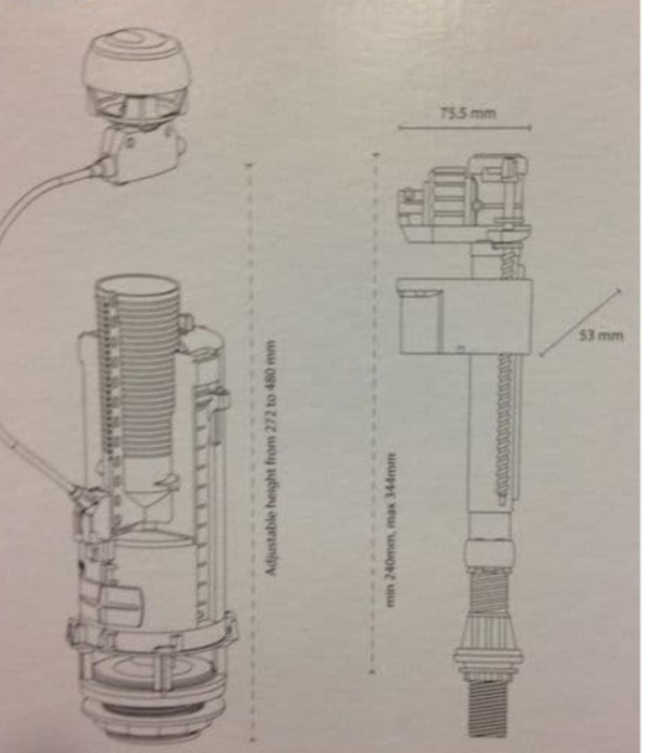 Siamp Deluxe Optima Cistern Component Pack Dual Flush Valve Button & Inlet Valve
