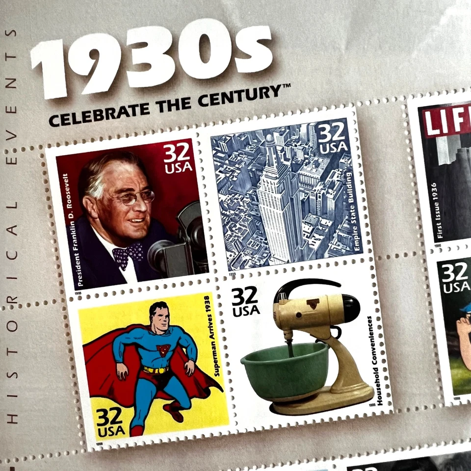 USPS 1930s Celebrate The Century Sheet of Fifteen 32 Cent Stamps Scott 3185 - Image 3 of 4
