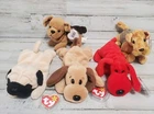 Beanie Babies Lot Of 5 Dogs - Vintage 1990's - Rover,Pugsly,Tuffy,Bones,Whiskers