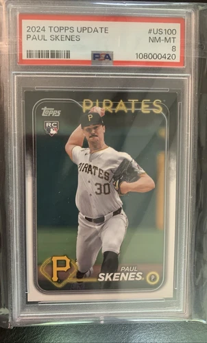 2024 Topps Update Series - Paul Skenes #US100 White uniform (RC) PSA 8