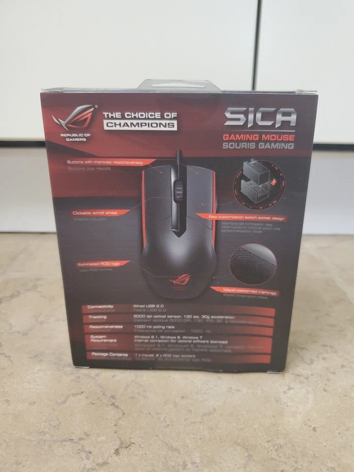 Mouse para jogos ASUS ROG Sica USB tipo A óptico 5000 DPI novo lacrado - Imagem 4 de 4