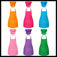 Colorful 6-Piece Kids Apron and Chef Hat Set - Fun Gift for Creative Young Cooks