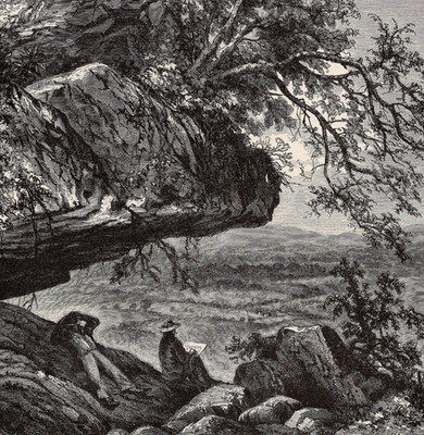 MARYLAND HEIGHTS   Overlook View with Artists at Rest   1872 Antique Engraving