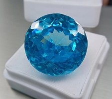 Cambodian Blue Color Huge Natural 50.32 Ct Zircon Round Cut Loose Gemstone