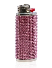 HUMWE Bling Rhinestone Crystal Lighter Case Cover Sleeve Metal Lighters Pink 