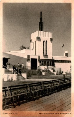 1933, R H D CO, Hall of Religion, Board Walk, A Century of Progress, Postcard