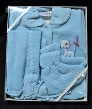 Vintage Baby Clothing Set Little Show Offs Blue Sweater Booties Hat 0-12 months