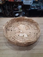 Shallow Handwoven Splint Wood Basket with Round Base