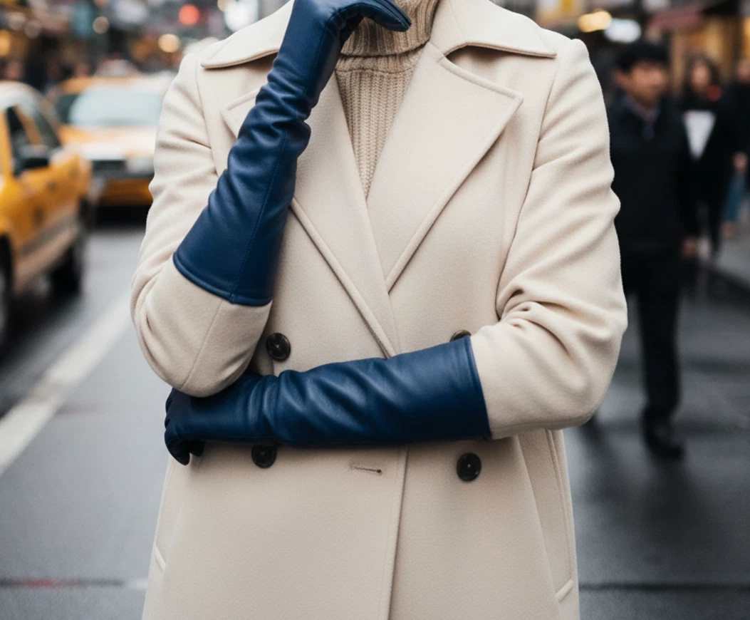 Women's Long Blue Leather Gloves – Bold Elegant Style
Opens in a new window or tab