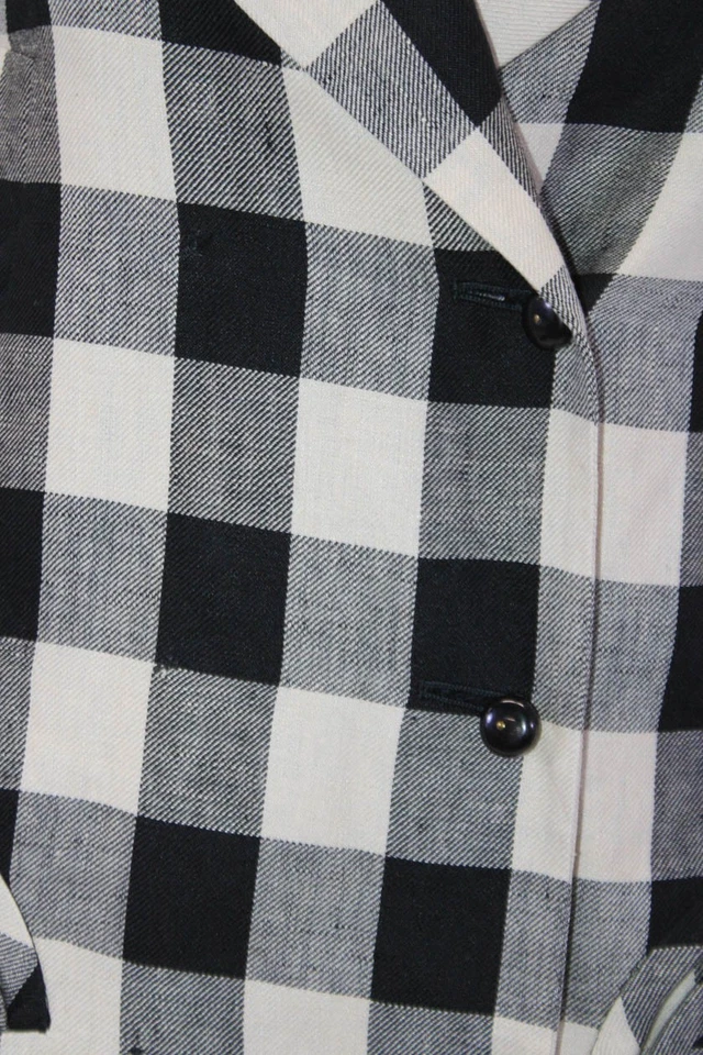 Chaqueta Blazer Larga Blaze Milano Mujer Forrada a Cuadros Negra Blanca Talla 34 Foto 4 de 4