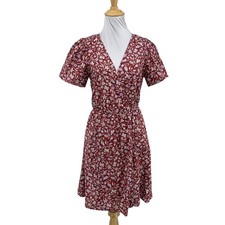 Madewell Dress Women S Small Flutter Sleeve Wrap Batik Vine V Neck Tie Waist