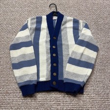 Vintage Penney's Sweater Boys XL 18-20 Blue White Youth Cardigan Knit 70s