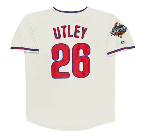 Chase Utley 2008 Philadelphia Phillies World Series Cream Men's Jersey (L-XL)