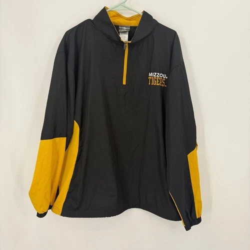 Knights Apparel Mizzou Tigers Windbreaker Jacket Mens XL Black 1/4 Zip Pullover - product listing photo