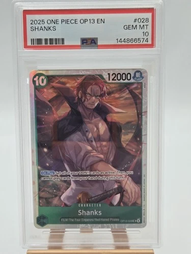 2025 One Piece English OP13-028 Shanks SR PSA 10 GEM MINT