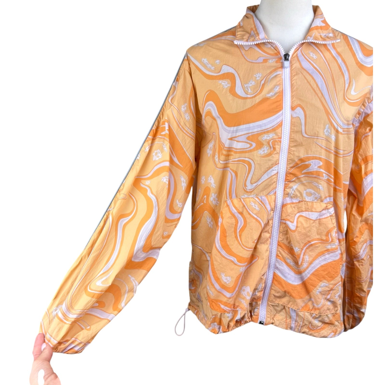 Fabletics XS Orange Packable Lightweight Zip Up C… - image 4