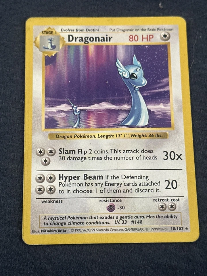 Pokemon TCG Dragonair 018/102 Base Set (Shadowless) Vintage Lightly Played LP - Image 3 of 4