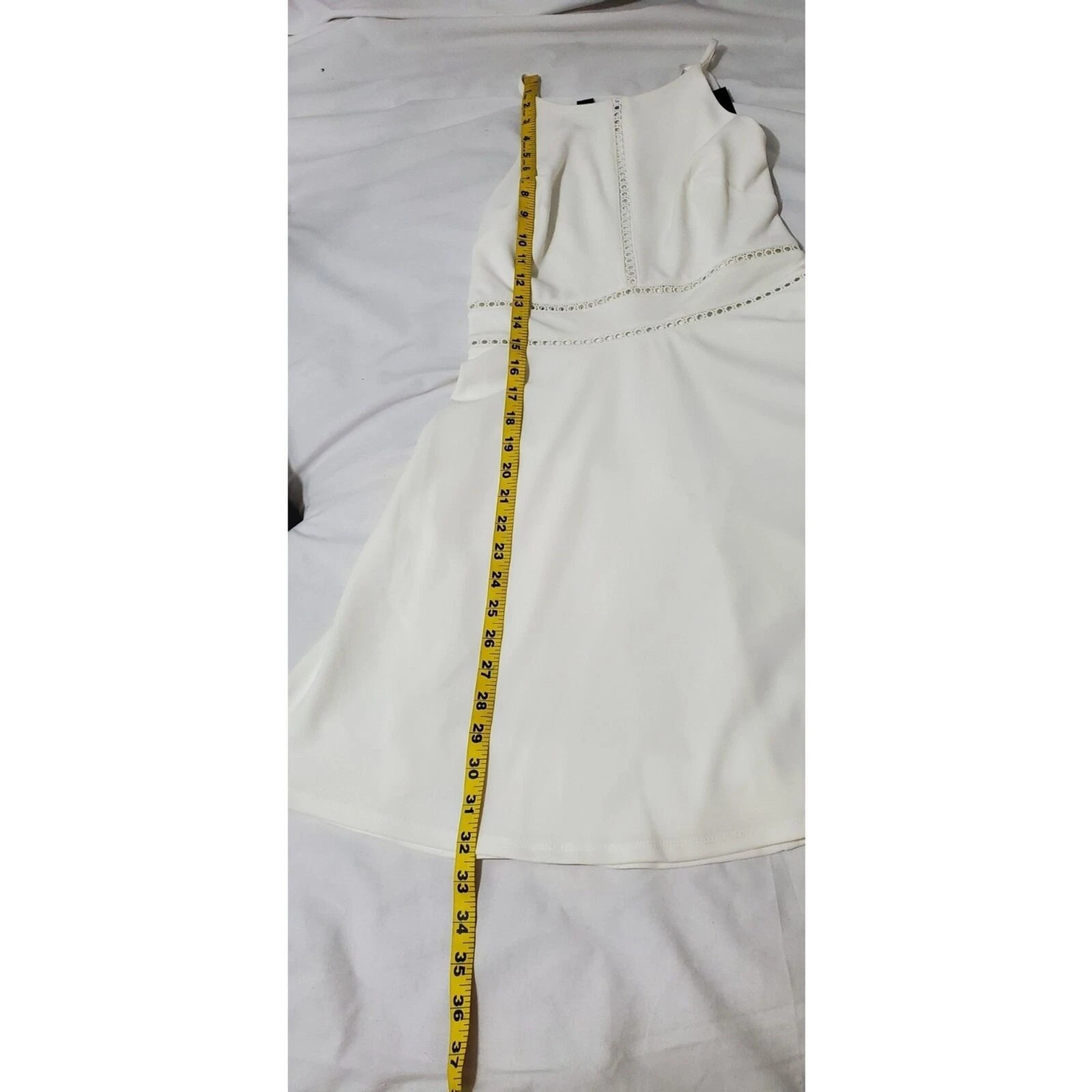 By & By Vestito Donna Taglia 1 Off White Estivo Girocollo Nuovo #17