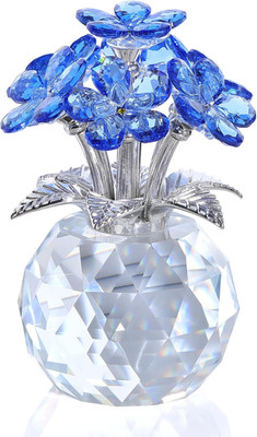 Blue K9 Crystal Forget Me Not Flowers, Meaningful Remembrance Gifts, Birthday Gi
