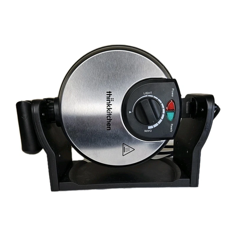 Think Kitchen Belgian Flip Waffle Maker Black Titanium