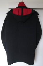 Vintage McGregor Sportswear Wollmantel mit Kapuze schwarz mit rotem Futter - Large