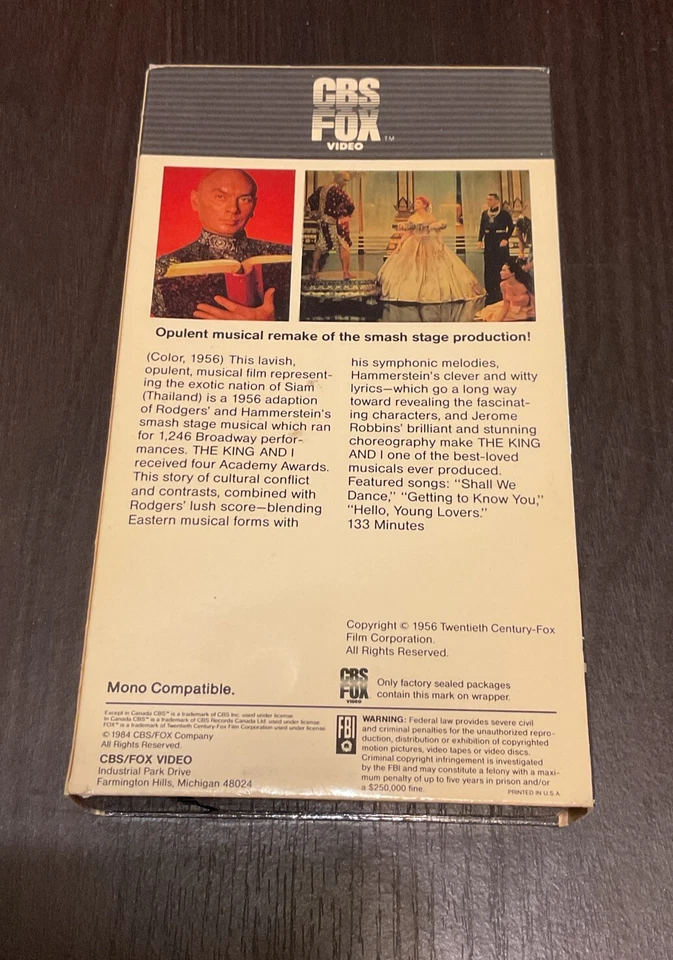 The King and I (VHS Tape, 1956) CBS Fox Foto 2 de 4
