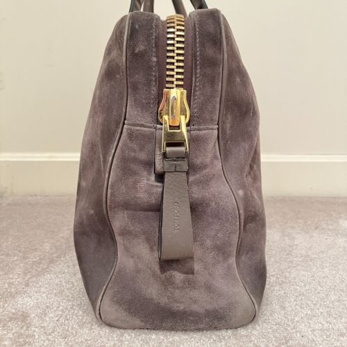 $3160 TOM FORD Buckley Gray Suede Flat Trapeze Briefcase Weekender Overnight Bag - Picture 5 of 23
