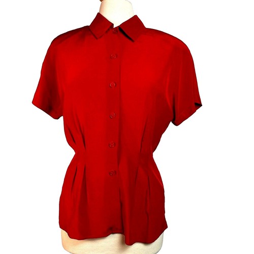 Chemise été 100% Lin Rouge/corail Jones New York – Taille S, Manches Longues, Occasion En Très Bon état