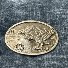 General Electric GE Trademark Logo Belt Buckle Eagle Made In USA Numbered