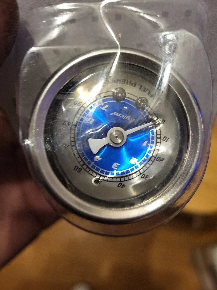 Medidor de presión de combustible lleno de líquido 100 psi Blue Face Vision Motorworks nuevo Foto 3 de 4