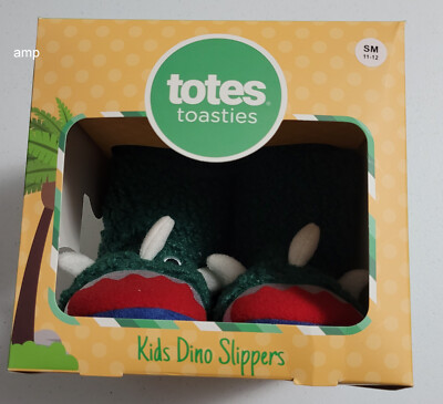 Totes Toasties Kids Dino Slippers SMALL (11-12) NIB