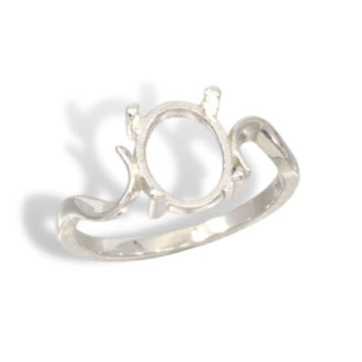 Oval Cabochon Swirl Ring Mounting ( Ring Sizes 4-11 )
