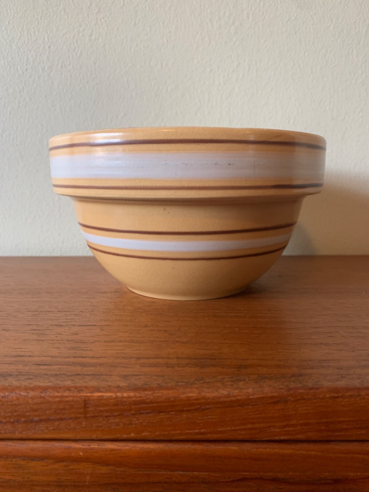 Yellow Ware Bowl Over and Back Mixing 6" Classic Stripe EUC eBay