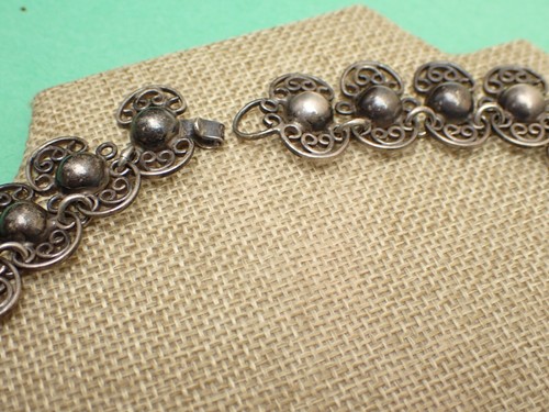 Orecchini Bracciale Collana Filigrana Mezza Cupola Vintage Argento 980 Taxco Messico 98,1g - Foto 5 di 24