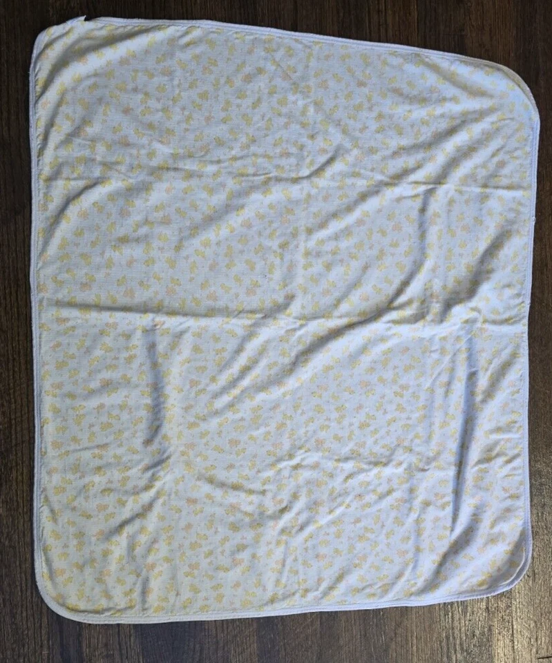 Manta de recepción vintage Carters algodón amarillo rayas conejito ardilla bebé Lovey Foto 3 de 4