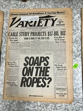 VARIETY 6/5/85-DISNEY SELLING THEME PARKS???/TOM JONES FULL PAGE AD SALE