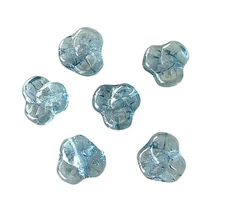 25 pcs Czech Glass Lumi Blue 9mm Trillium Petal Pansy 2 Sided Flower Beads