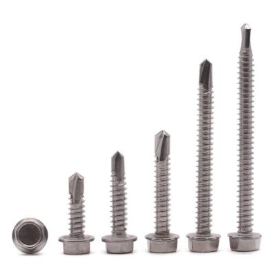 50pcs Stainless Steel #8 Hex Drive Washer Head Self Drilling Tapping Screws B742