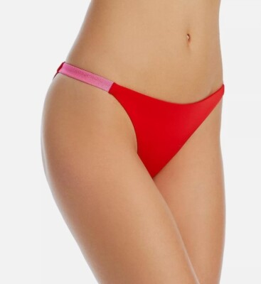 Aqua Swim Strap String Bikini Bottom Red Size small MSRP $48 new with tag