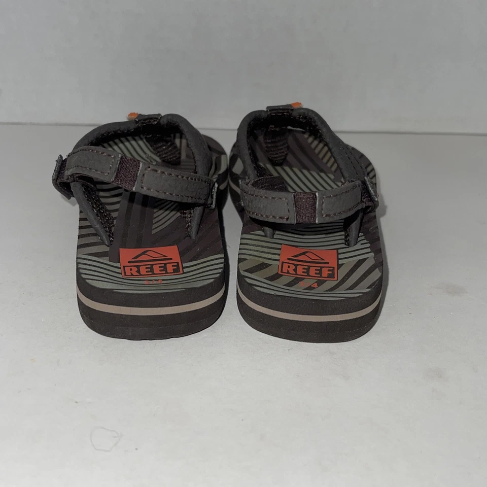 Sandalias de Tanga Reef Chanclas Niño Pequeño Talla 3/4 Marrón Naranja Correa Impermeable Foto 3 de 4