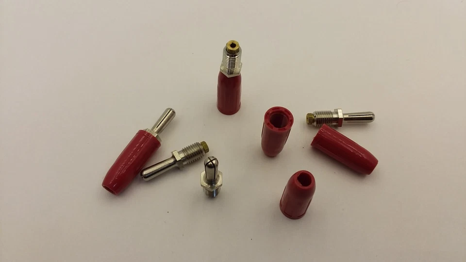 SOLDERLESS BANANA PLUG RED MALE 4MM THICK 38MM LENGTH (LOT OF 5) NNB - Image 2 of 2