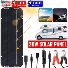 30W Solar Panel 12V Trickle Charger Battery Charger Kit Maintainer Boat Car RV