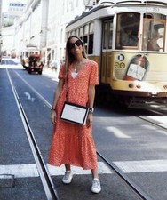  ZARA NEW PINK PRINTED FLOWING DRESS Size M Ref. 1165/704