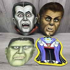 Amscan Dracula Frankenstein Wolfman 2 Sided Vintage Halloween Decorations Rare