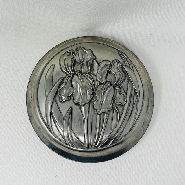 Vintage Seagull Pewter Trinket Lidded Jar Bowl Container Iris