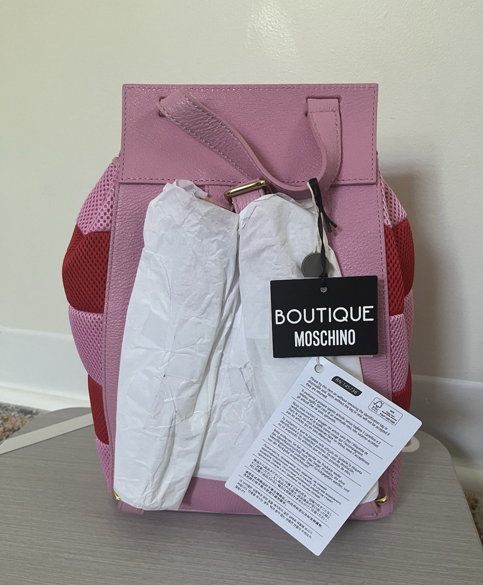 NWT BOUTIQUE MOSCHINO Two Tone Bubblegum Pink Textured Leather and Mesh Backpack NWT BOUTIQUE MOSCHINO Two Tone Bubblegum Pink Textured  main image 2