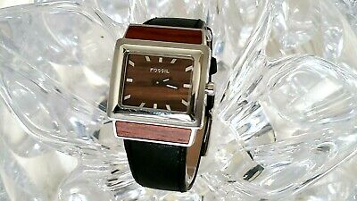 RARE,UNIQUE Fossil JR9721 Wood Inlay Dial Black - Leather Men Watch (A101)  | eBay