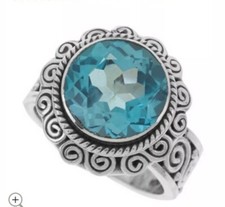 NEW: Artisan Crafted Sterling 5.00 ct Blue Topaz Ring - Size 8