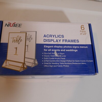 Frames 4 X 6, Gold Acrylic Standing (4 Total)  For Wedding Table Decor
