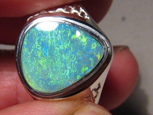Anillo grande de ópalo de 3,5 quilates para hombre - plata de ley - ópalo australiano natural - Imagen 7 de 13